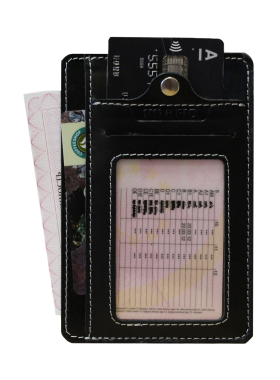 Обложка для автодокументов из кожи ОВ-S черный Apache с защитой RFID