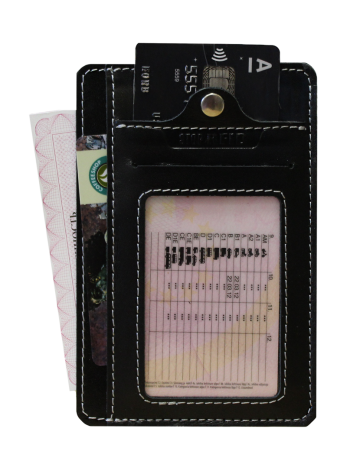 Обложка для автодокументов из кожи ОВ-S черный Apache с защитой RFID