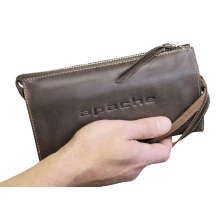 Клатч портмоне мужское кожаное для документов и денег БМ-А дымчато-коричневое Apache