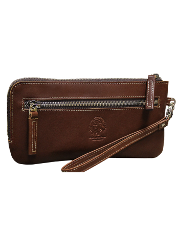 Клатч портмоне мужской кожаный с молнией ФРТ-S коричневый Apache RFID