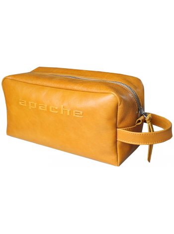 Мужская сумка косметичка несессер дорожная кожаная Apache Н-1-А табачно-желтый