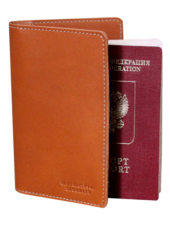 Обложка для паспорта кожаная ОП-S рыжая Apache с защитой RFID