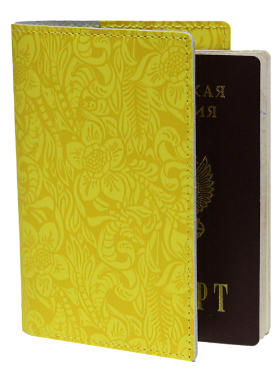 Обложка для паспорта женская натуральная кожа ОП-Ф аляска желтая Person