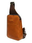 Нагрудная мужская сумка кожаная СМ-2113-А рыжая Apache