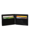 Зажим для денег и карт из кожи с защитой от сканирования RFID ОК-S черный Apache